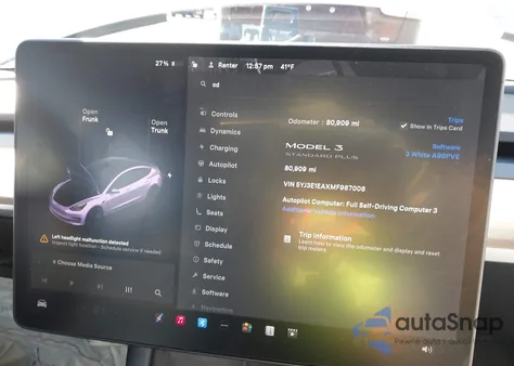 2021 Tesla Model 3 Standard Range Plus Rear-Wheel Drive z USA, uszkodzony, nr VIN 5YJ3E1EAXMF987008